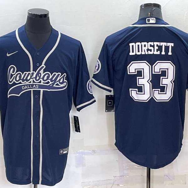 Men’s Dallas Cowboys #33 Tony Dorsett Navy Blue Stitched Cool Base Nike Baseball Jersey