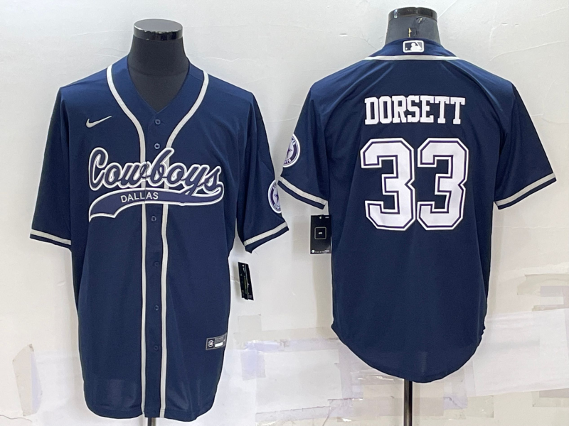 Men’s Dallas Cowboys #33 Tony Dorsett Navy Blue Stitched Cool Base Nike Baseball Jersey