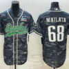 Men’s Philadelphia Eagles #68 Jordan Mailata Grey Camo With Super Bowl LVII Patch Cool Base Stitched Baseball Jersey
