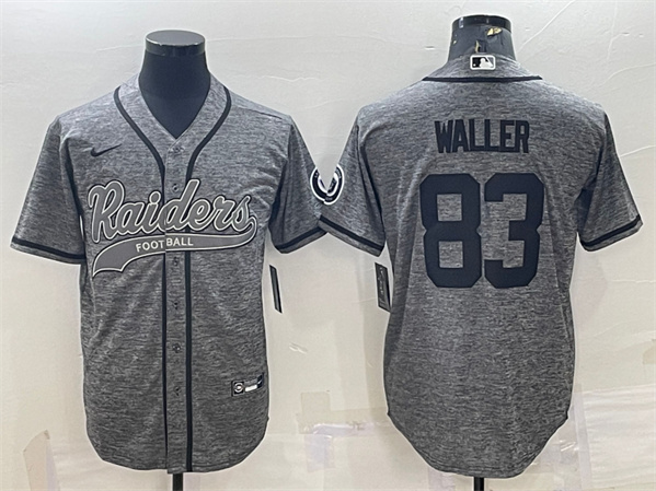 Men’s Las Vegas Raiders #83 Darren Waller Gray With Patch Cool Base Stitched Baseball Jersey