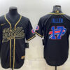 Men’s Buffalo Bills #17 Josh Allen Black Gold Team Big Logo With Patch Cool Base Stitched Baseball Jersey