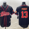 Men’s San Francisco 49ers #13 Brock Purdy Black Red With Patch Cool Base Stitched Baseball Jersey