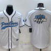 Men’s Carolina Panthers White Team Big Logo With Patch Cool Base Stitched Baseball Jersey