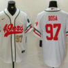Men’s San Francisco 49ers #97 Nick Bosa Number White Mexico Cool Base Stitched Baseball Jersey