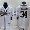 Men’s Las Vegas Raiders #34 Bo Jackson White Stitched MLB Cool Base Nike Baseball Jersey