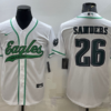 Men’s Philadelphia Eagles #26 Miles Sanders White With Patch Cool Base Stitched Baseball Jersey