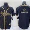 Men’s Dallas Cowboys Black Gold Team Big Logo With Patch Cool Base Stitched Baseball Jersey
