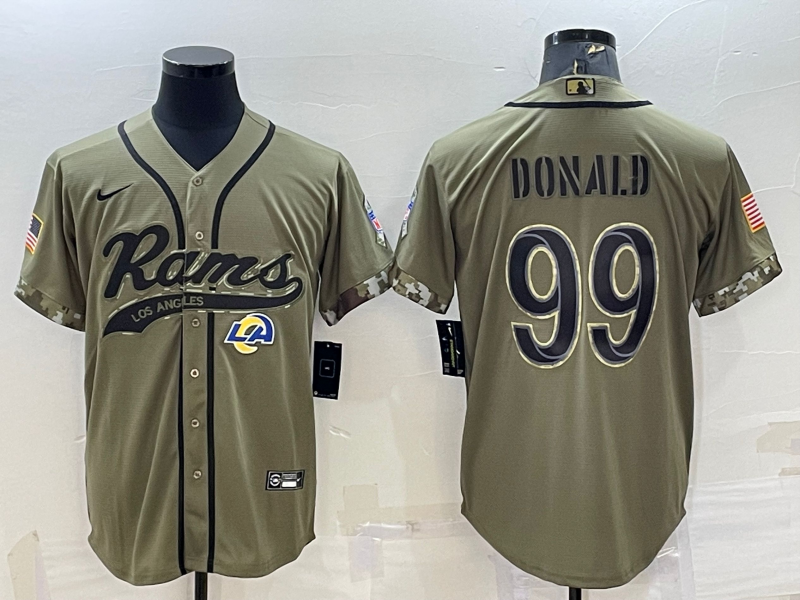 Men’s Los Angeles Rams #99 Aaron Donald Olive 2022 Salute to Service Cool Base Stitched Baseball Jersey