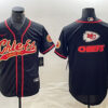 Men’s Kansas City Chiefs Black Team Big Logo With Patch Cool Base Stitched Baseball Jersey