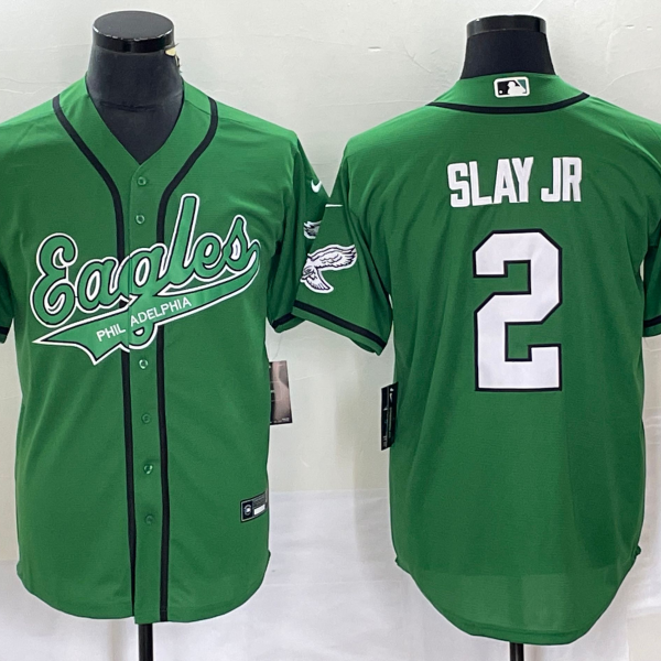 Men’s Philadelphia Eagles #2 Darius Slay JR Green Cool Base Stitched Baseball Jersey