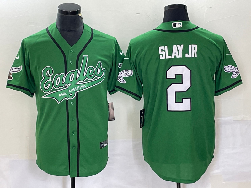 Men’s Philadelphia Eagles #2 Darius Slay JR Green Cool Base Stitched Baseball Jersey