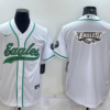 Men’s Philadelphia Eagles White Team Big Logo With Patch Cool Base Stitched Baseball Jersey