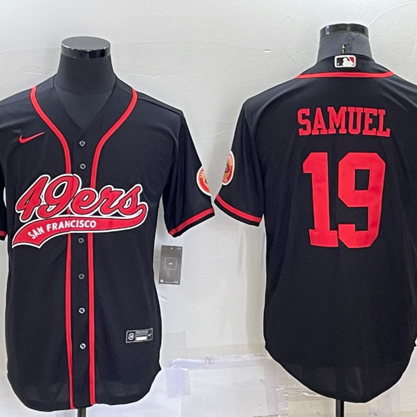 Men’s San Francisco 49ers #19 Deebo Samuel Black Stitched Cool Base Nike Baseball Jersey