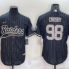 Men’s Las Vegas Raiders #98 Maxx Crosby Black With Patch Cool Base Stitched Baseball Jersey