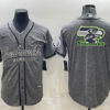 Men’s Seattle Seahawks Gray Team Big Logo With Patch Cool Base Stitched Baseball Jersey