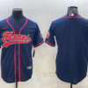 Men’s Houston Texans Blank Navy With Patch Cool Base Stitched Baseball Jersey