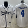 Men’s Dallas Cowboys #4 Dak Prescott White With Patch Cool Base Stitched Baseball Jersey