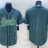Men’s Philadelphia Eagles Blank Green With Patch Cool Base Stitched Baseball Jersey