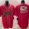 Men’s Kansas City Chiefs Big Logo Red Gold Cool Base Stitched Baseball Jersey