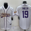 Men’s Minnesota Vikings #19 Adam Thielen White With Patch Cool Base Stitched Baseball Jersey