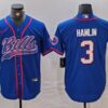 Men’s Buffalo Bills #3 Damar Hamlin Blue With Patch Cool Base Stitched Baseball Jersey