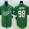 Men’s Philadelphia Eagles #98 Jalen Carter Green Cool Base Stitched Baseball Jersey