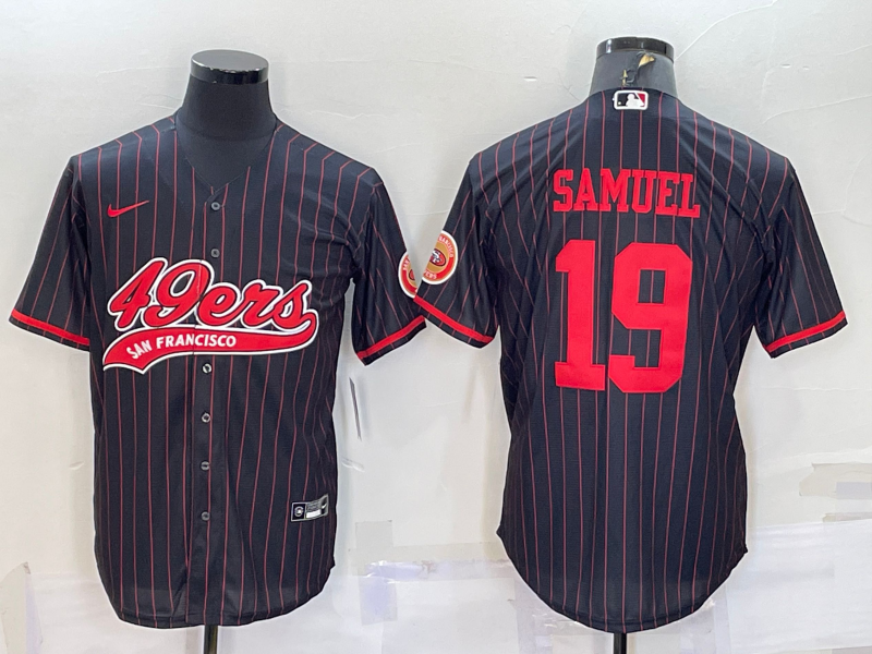Men’s San Francisco 49ers #19 Deebo Samuel Black With Patch Cool Base Stitched Baseball Jersey