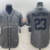 Men’s San Francisco 49ers #23 Christian McCaffrey Gray With Patch Cool Base Stitched Baseball Jersey