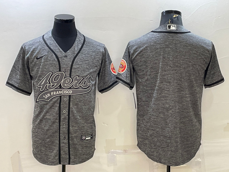 Men’s San Francisco 49ers Blank Grey With Patch Cool Base Stitched Baseball Jersey