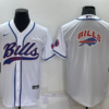 Men’s Buffalo Bills White Team Big Logo With Patch Cool Base Stitched Baseball Jersey