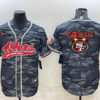 Men’s San Francisco 49ers Blank Grey Navy Team Big Logo With Patch Cool Base Stitched Baseball Jersey