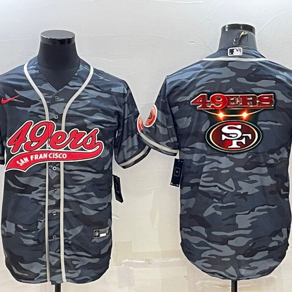 Men’s San Francisco 49ers Blank Grey Navy Team Big Logo With Patch Cool Base Stitched Baseball Jersey