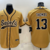 Men’s New Orleans Saints #13 Michael Thomas Gold With Patch Cool Base Stitched Baseball Jersey