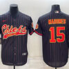 Men’s Kansas City Chiefs #15 Patrick Mahomes Black With Patch Cool Base Stitched Baseball Jersey