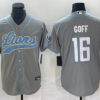 Men’s Detroit Lions #16 Jared Goff Gray Cool Base Stitched Baseball Jersey