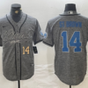 Men’s Detroit Lions #14 Amon-Ra St. Brown Number Gray Cool Base Stitched Baseball Jersey