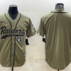 Men’s Las Vegas Raiders Blank Olive Salute to Service Cool Base Stitched Baseball Jersey