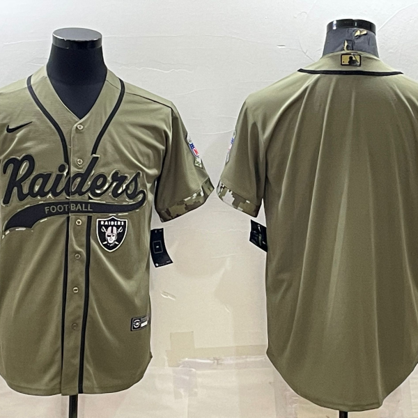 Men’s Las Vegas Raiders Blank Olive Salute to Service Cool Base Stitched Baseball Jersey