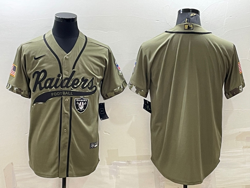 Men’s Las Vegas Raiders Blank Olive Salute to Service Cool Base Stitched Baseball Jersey