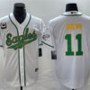 Men’s Philadelphia Eagles #11 A. J. Brown White Gold With C Patch Cool Base Baseball Stitched Jersey
