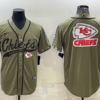 Men’s Kansas City Chiefs Olive Salute to Service Team Big Logo Cool Base Stitched Baseball Jersey