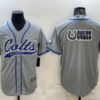 Men’s Indianapolis Colts Grey Team Big Logo With Patch Cool Base Stitched Baseball Jersey