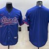 Men’s New York Giants Blue With Patch Cool Base Stitched Baseball Jersey
