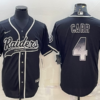 Men’s Las Vegas Raiders #4 Derek Carr Black Gold With Patch Smoke Cool Base Stitched Baseball Jersey