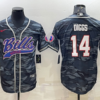 Men’s Buffalo Bills Blank #14 Stefon Diggs Grey Navy Camo With Patch Cool Base Stitched Baseball Jersey