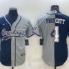 Men’s Dallas Cowboys #4 Dak Prescott Navy Blue Grey Two Tone With Patch Cool Base Stitched Baseball Jersey