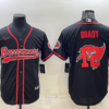 Men’s Tampa Bay Buccaneers #12 Tom Brady Black Team Big Logo With Patch Cool Base Stitched Baseball Jersey