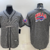 Men’s Buffalo Bills Grey Team Big Logo With Patch Cool Base Stitched Baseball Jersey