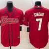 Men’s Houston Texans #7 C.J. Stroud Red With Patch Cool Base Stitched Baseball Jersey