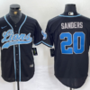 Men’s Detroit Lions #20 Barry Sanders Black With Patch Cool Base Stitched Baseball Jersey